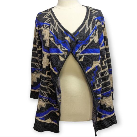 Cliche Couture Southwest Wool Cardigan Womens Medium Purple Western Cozy Aztec - Picture 3 of 5